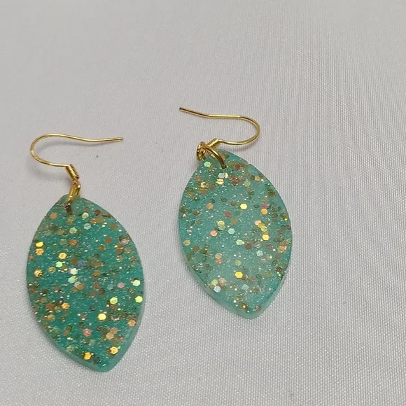 Hand Crafted Green Gold-Accented Earrings - Picture 2 of 5